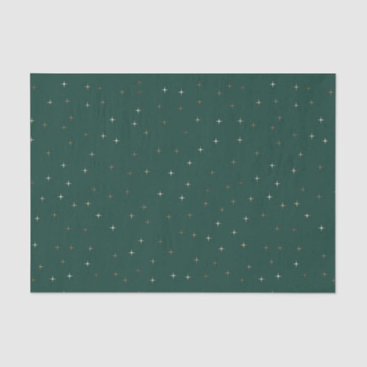 Donkergroen met gouden en witte sterren tissuepapier (Voorkant)