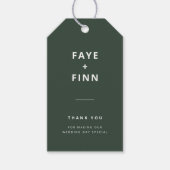 Donkergroen | Minimalistisch Scandi Modern Wedding Cadeaulabel (Voorkant)