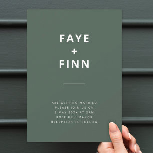 Donkergroen Minimalistisch Scandi Modern Wedding Kaart