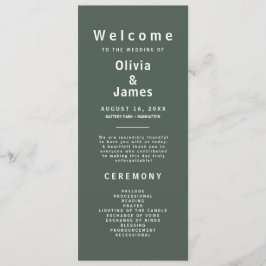 Donkergroen | Minimalistisch Scandi Modern Wedding Programma