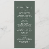 Donkergroen | Minimalistisch Scandi Modern Wedding Programma (Achterkant)