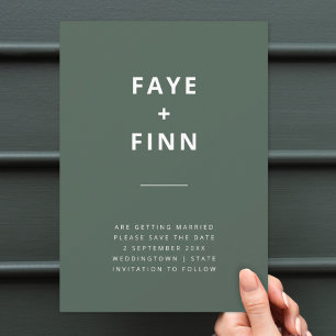 Donkergroen Minimalistisch Scandi Modern Wedding Save The Date