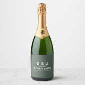 Donkergroen | Minimalistisch Scandi Modern Wedding Sparkling Wijnetiket (Voorkant)