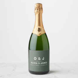 Donkergroen | Minimalistisch Scandi Modern Wedding Sparkling Wijnetiket