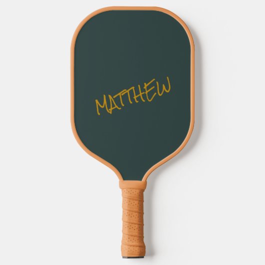 Donkergroen modern gouden belettering script pickleball paddle (Voorkant)