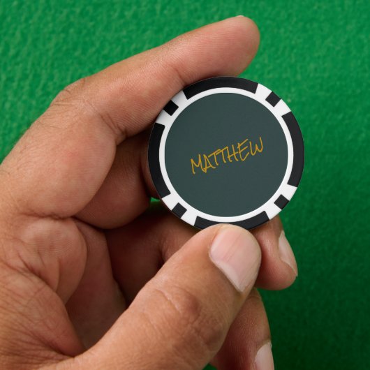 Donkergroen modern gouden belettering script poker chips (Hand)