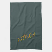 Donkergroen modern gouden belettering script theedoek (Verticaal)