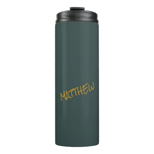 Donkergroen modern gouden belettering script thermosbeker (Voorkant)