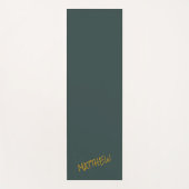 Donkergroen modern gouden belettering script yogamat (Voorkant)