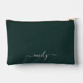 Donkergroen Modern Script Monogram Naam Etui (Achterkant)