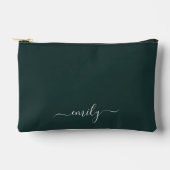 Donkergroen Modern Script Monogram Naam Etui (Voorkant)