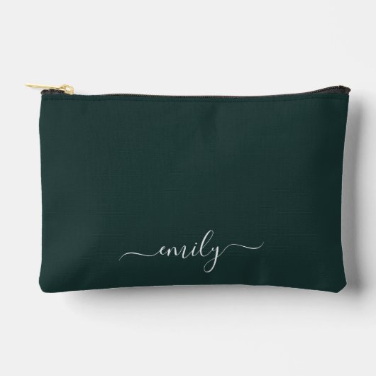 Donkergroen Modern Script Monogram Naam Etui (Voorkant)