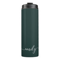 Donkergroen Modern Script Monogram Naam