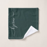 Donkergroen Modern Script Monogram Naam