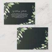 Donkergroen Moderne Groene Bladeren Trouwdetails Informatiekaartje (Voorkant / Achterkant)