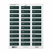 Donkergroen monogram Initiaal retouradres Etiket (Full Sheet)