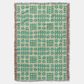 Donkergroen op beige Welsh Tapestry Pattern Blanke Deken (Voorkant Verticaal)