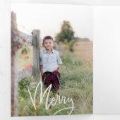 Donkergroen + Script Holiday Foto tri-Fold Kaart (Binnenzijde eerst)