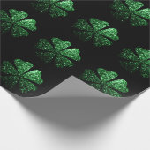 Donkergroen sparkle Shamrock Clover patroon zwart Cadeaupapier (Hoek)