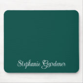 Donkergroen Teal en Witte Kringel Calligrafie Muismat (Voorkant)