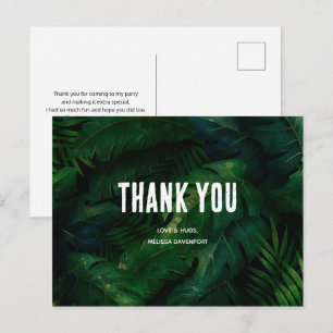 Donkergroen Tropisch Bladeren Patroon Dank Je Briefkaart