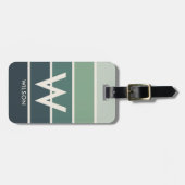 Donkergroen verloop Gestreept Monogram Persoonlijk Bagagelabel (Voorkant horizontaal)