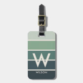 Donkergroen verloop Gestreept Monogram Persoonlijk Bagagelabel (Voorkant verticaal)