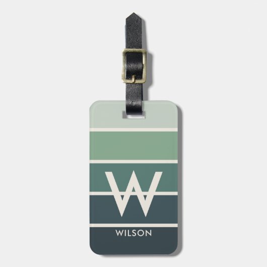 Donkergroen verloop Gestreept Monogram Persoonlijk Bagagelabel (Voorkant verticaal)