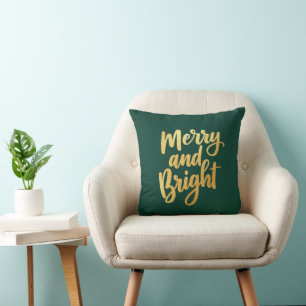 Donkergroen vrolijk en helder - Gold Script Decor Kussen