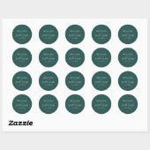 Donkergroen | Welkomstwoord voor bruiloft Klassiek Ronde Sticker (Vel)