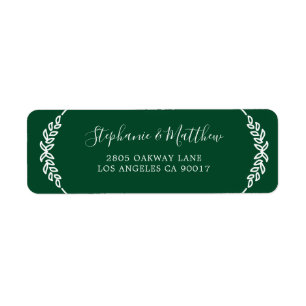 Donkergroen wit blad loof elegante bruiloft etiket