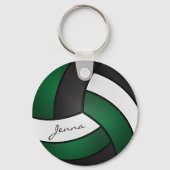 Donkergroen, wit en zwart volleybal sleutelhanger (Achterkant)