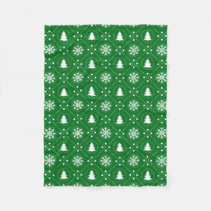 Donkergroen wit snowflakes kerstpatroon fleece deken