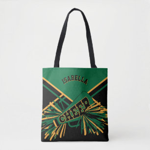 Donkergroen, zwart en goudvormig design tote bag