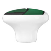 Donkergroen, zwart en wit volleybal keramische knop (Zijkant)