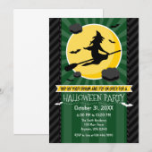 Donkergroen zwart grijs heks Halloween uitnodiging (Voorkant / Achterkant)