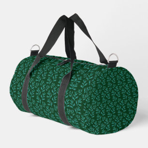 Donkergroene achtergrond met turquoise botanische plunjezak