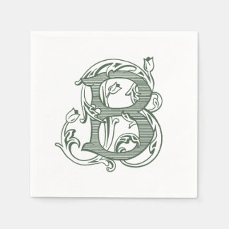 Donkergroene "B" Monogram Cocktailservetjes Servet