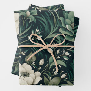 Donkergroene bloem inpakpapier vel