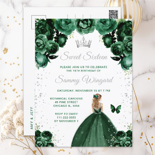 Donkergroene Blonde Haren Prinses Sweet Sixteen Briefkaart