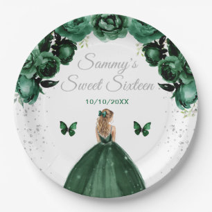 Donkergroene Blonde Haren Prinses Sweet Sixteen Papieren Bordje
