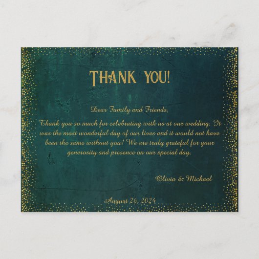 donkergroene bruiloft dank u briefkaart (Voorkant)