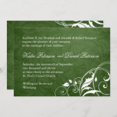 Donkergroene bruiloft kaart (Voorkant / Achterkant)