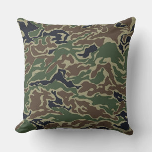 Donkergroene bruin Camouflage Sierkussen