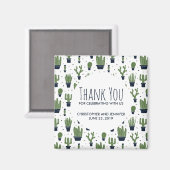 Donkergroene cactus Pattern Rustic Wedding Magneet (Voorkant / Achterkant)