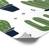 Donkergroene cactus woestijnpatroon geboortedag we poster (Hoek)