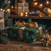 Donkergroene dennenboom Spruce Conifer Kerstmis Cadeaupapier