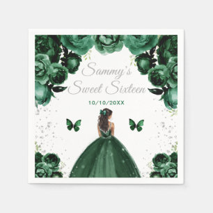 Donkergroene Donkere Huid Prinses Sweet Sixteen Servet