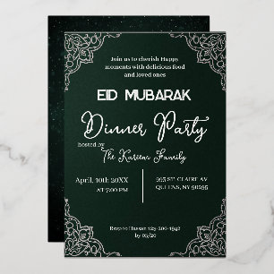 Donkergroene elegante EID MUBARAK uitnodiging