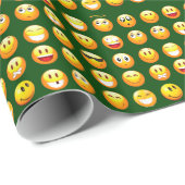 donkergroene emoji cadeaupapier (Rol Hoek)